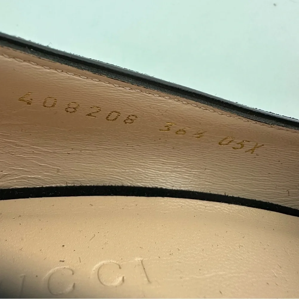 Gucci GG Marmont Pumps Black Suede Kid Scamosciato Block Heel Logo Loafers 36.5 - Picture 5 of 9